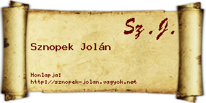 Sznopek Jolán névjegykártya