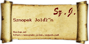 Sznopek Jolán névjegykártya